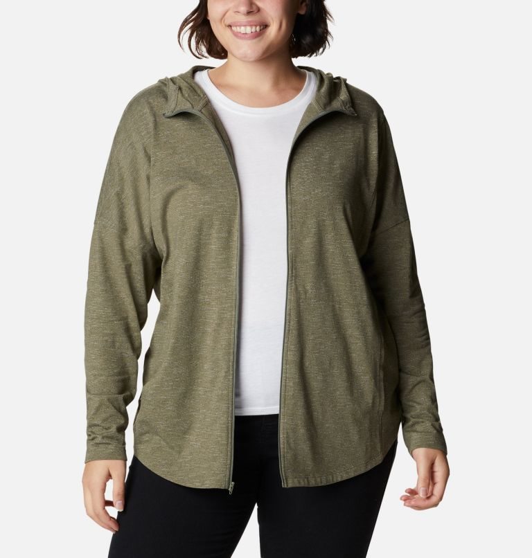 Women's Columbia Cades Cove Full Zip Hoodie Olive | Plus Size CA-L40LC